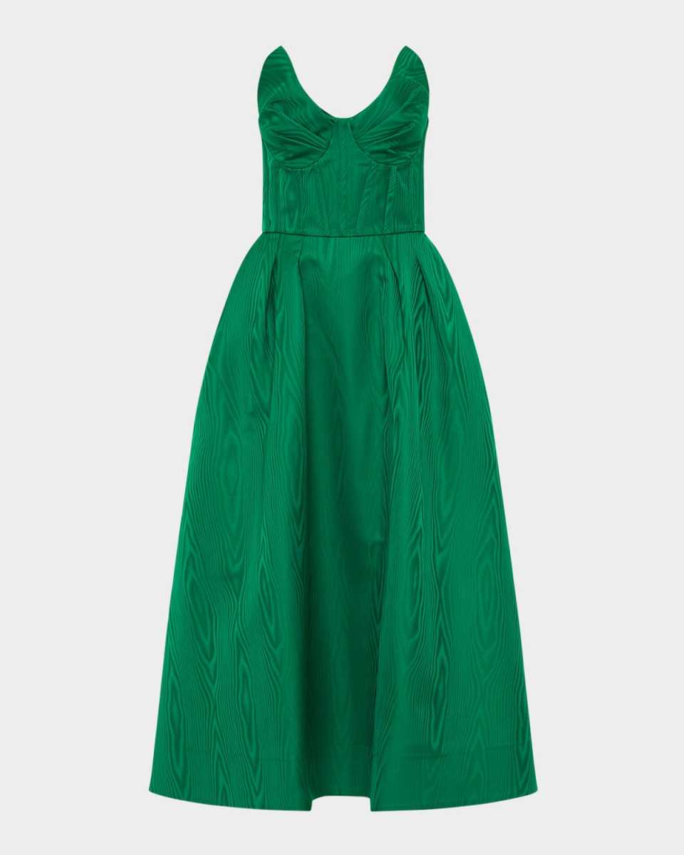 Luiza Pleated Strapless Midi Dress